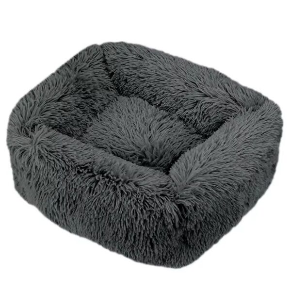 Firkantet Fluffy Pablo Hundeseng – Sort