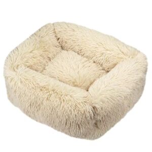Firkantet Fluffy Pablo Hundeseng 95 x 75cm – Beige