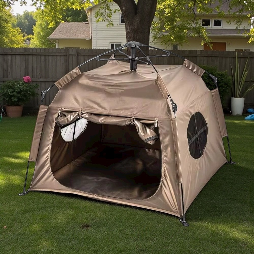 Sammenklappelig Pop Up Hundetelt - Khaki